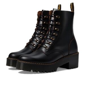 Dr Martens Leona Nubuck Leather
Platform Combat Boots Woman Black